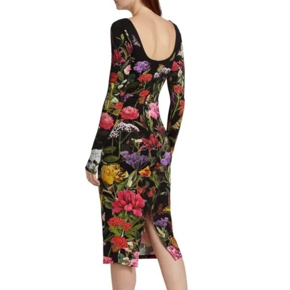 $395 Unworn Alice + Olivia Delora Floral Long Sleeve Body-Con Dress - Picture 2 of 14
